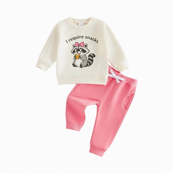 CAICJ98 Toddler Baby Boy Girl Fall Outfit Long Sleeve Letter Print Sweatshirt Pants Set Infant Clothes 6 12 18 24 Months 2T 3T (Red,18-24 Months)