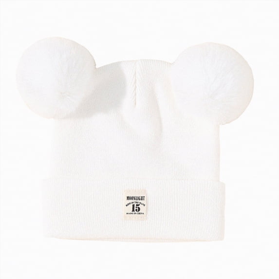 CAICJ98 Toddler Baby Boy Girl Knit Hats, Newborn Winter Pom Beanie Cute Baby Warm Knit Caps 0-36 Months,White