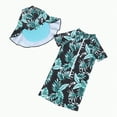 thumbnail image 1 of CAICJ98 Toddler Baby Boy Rash Guard Swimsuit Print Zipper Short Sleeve One Piece Bathing Suit with Swim Cap (Dark Green,18-24 Months), 1 of 4