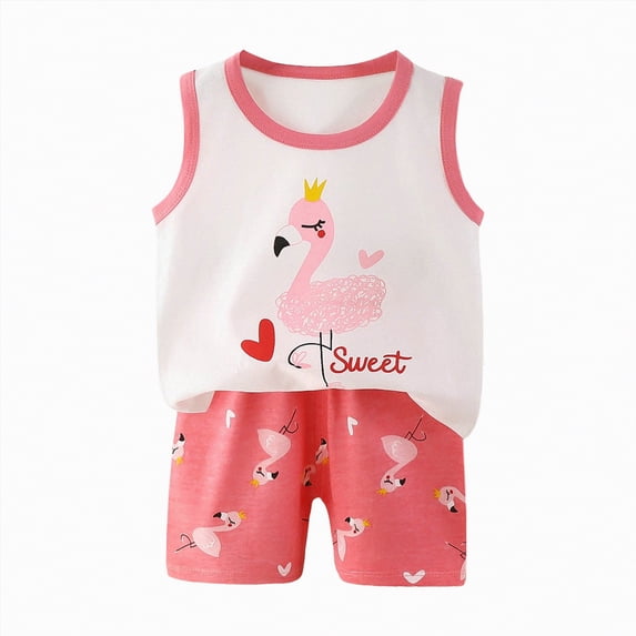 CAICJ98 Toddler Baby Boy Summer Clothes 3 6 12 18 Months 2T 3T 4T 5T Girls Outfits Sleeveless Tank Tops Striped Shorts Set (Red,5-6 Years)