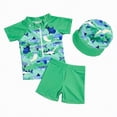 thumbnail image 1 of CAICJ98 Toddler Baby Boy Swimsuit UPF 50+ Rash Guard Short Sleeve Top Shorts Hat Swimwear Bathing Suit (Green,18-24 Months), 1 of 4