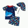 thumbnail image 1 of CAICJ98 Toddler Baby Boy Swimsuit UPF 50+ Rash Guard Short Sleeve Top Shorts Hat Swimwear Bathing Suit (Navy,3-4 Years), 1 of 4