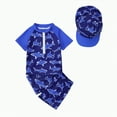 thumbnail image 1 of CAICJ98 Toddler Baby Boys 3 Pieces Swimsuit Set Swimwear Zipper Bathing Suit Short Sleeve UPF 50+ Rash Guards with Hat (Blue,6-12 Months), 1 of 4