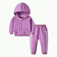 thumbnail image 1 of CAICJ98 Toddler Baby Boys Girls Clothes Zipper Hoooded Sweatshirt+Trouser Kids Sweatsuit Boys Girls Casual 2Pcs Fall Winter Outfits Set (Purple,3-4 Years), 1 of 5