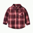 thumbnail image 1 of CAICJ98 Toddler Baby Boys Girls Jacket Plaid Flannel Shirt for Boys Long Sleeve Button Down Shacket Kids Boy Coat Fall Winter Top (Brick Red,9-10 Years), 1 of 4
