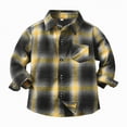 thumbnail image 1 of CAICJ98 Toddler Baby Boys Girls Jacket Plaid Flannel Shirt for Boys Long Sleeve Button Down Shacket Kids Boy Coat Fall Winter Top (Light Yellow,6-12 Months), 1 of 7