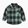 thumbnail image 1 of CAICJ98 Toddler Baby Boys Girls Jacket Plaid Flannel Shirt for Boys Long Sleeve Button Down Shacket Kids Boy Coat Fall Winter Top (Green,7-8 Years), 1 of 4