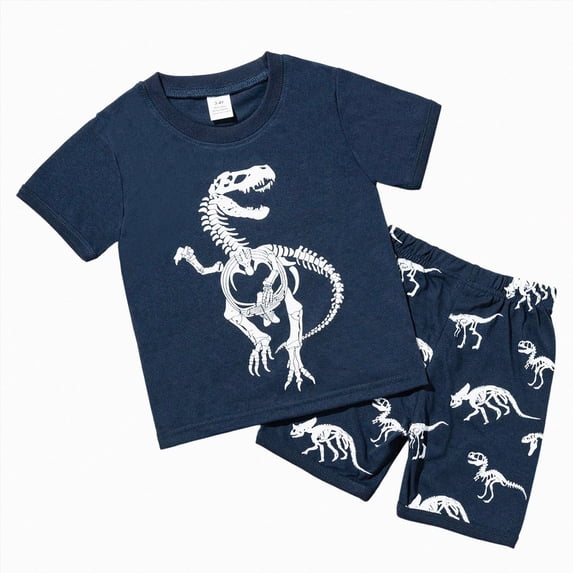 CAICJ98 Toddler Baby Boys Pajamas Monster Truck Summer Pjs Sleepwear Cotton Kids Short Sets Toddler Clothes (Navy,4-5 Years)