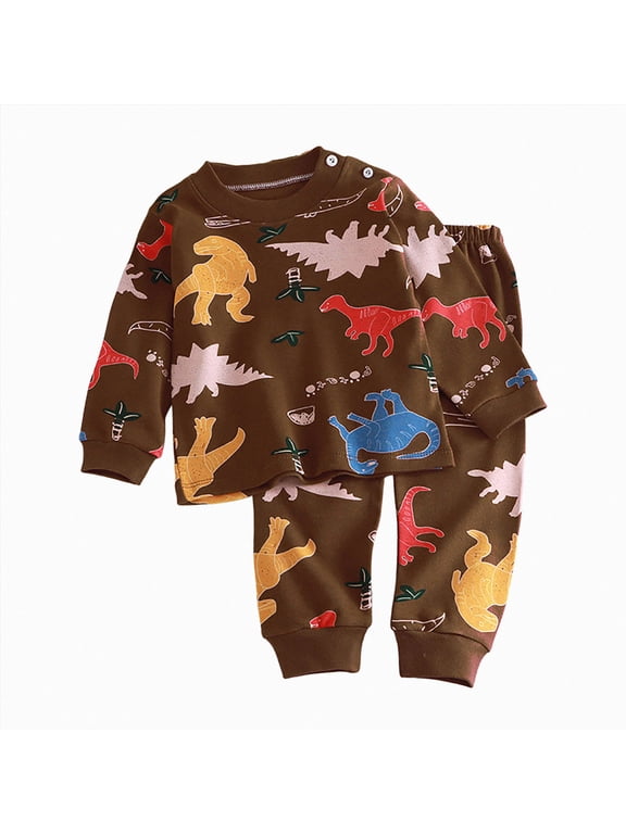 Toddler Baby Clothes Boy 3 6 12 18 24 Months 2T 3T 4T 5T Boys Fall Winter Outfits Fashion Long Sleeve Sweatshirt Sweat Pant Kids Toddler Tops Pant Sets (Coffee,1-2 Years)