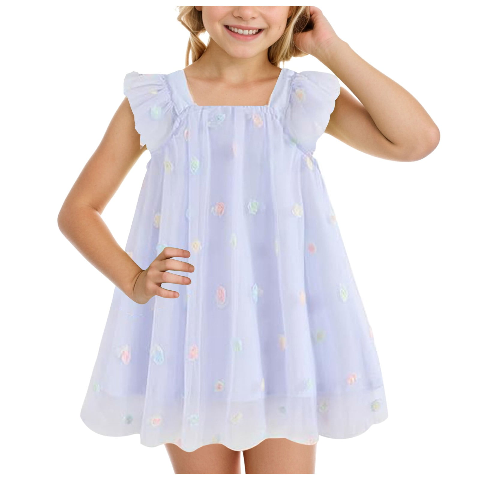 Dress For Toddler Girl IN Terry Stuff Butterfly Print Aqua Color main image 0