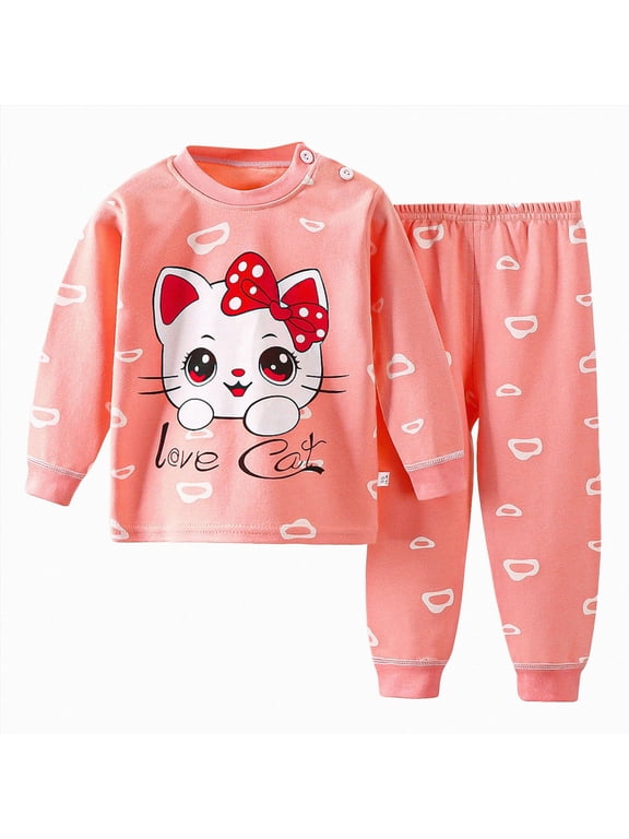 CAICJ98 Toddler Baby Girl Clothes 3 6 12 18 24 Months 3T 4T 5T Outfits Fall Winter Cute Casual Cotton Long Sleeve Crewneck Sweatshirt + Pants Sets (Pink,18-24 Months)