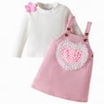 thumbnail image 1 of CAICJ98 Toddler Baby Girl Clothes Fall Winter Outfits Suspender Skirt Long Sleeve Newborn Shirt Tops Toddler Baby Girl Dress Infant Girls Gifts Pink,Size 12-18 Months, 1 of 7