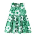 thumbnail image 1 of CAICJ98 Toddler Baby Girl Dress Kids Summer Outfit Casual Cartoon Round Neck A-Line Beach Dresses for Little Girls Green,12-18 Months, 1 of 5