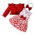 thumbnail image 1 of CAICJ98 Toddler Baby Girl Outfit Bow Plaid Dress Long Sleeve Cardigan Kids Cute Fall 3pcs Clothes Set Red,Size 18-24 Months, 1 of 7
