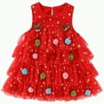 thumbnail image 1 of CAICJ98 Toddler Baby Girls Christmas Dress Star Sequin Princess Tulle Tutu Dress Xmas Holiday Party Christmas Outfit Toddler Baby Girl (Red,18-24 Months), 1 of 7