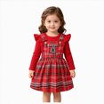 thumbnail image 1 of CAICJ98 Toddler Baby Girls Christmas Outfit Ruffle Long Sleeve Shirts Top + Plaid Overall Dress Fall Winter Clothes Set,Size 6-12 Months, 1 of 9