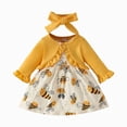 thumbnail image 1 of CAICJ98 Toddler Baby Girls Dress and Cotton Cardigan Set Fall Winter 3 6 12 18 24 Months 2T 3T 4T Girls Toddler Clothes (Yellow,9-12 Months), 1 of 7