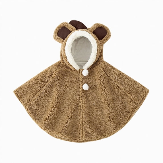 CAICJ98 Toddler Baby Poncho Coat Cute Fleece Hoodie Cloak Jacket Coat Winter Car Seat Jacket Outwear for 1-3 Year Boys Girls (Khaki,0-3 Months)