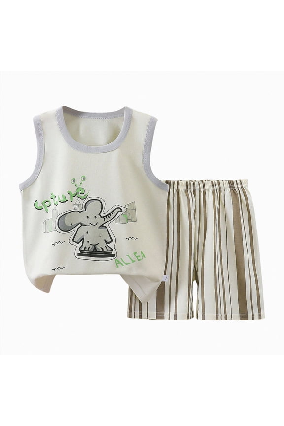 Toddler Baby Summer Clothes for Boys 3 6 12 18 24 Months 2T 3T 4T 5T Boys Outfits 2Pcs Airplane Print Sleeveless Crew Neck Tank Top and Elastic Waist Shorts Set (Grey,3-6 Months)