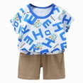 thumbnail image 1 of CAICJ98 Toddler Baby Summer Clothes Boys 3 6 12 18 Months 2T 3T 4T 5T Boys Outfits Funny Letter T-Shirts Top Shorts Set (Sky Blue,5-6 Years), 1 of 5