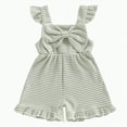 thumbnail image 1 of CAICJ98 Toddler Baby Summer Clothes Cute Bow Sleeveless Romper Striped One Piece Jumpsuit Shorts Overalls Outfits (12-18 Months,Light Green), 1 of 7
