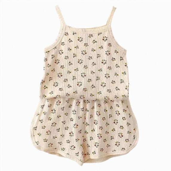 CAICJ98 Toddler Baby Summer Clothes Girl 3 6 12 18 24 Months 2T 3T 4T 5T Girls Outfits 2Pcs Sleeveless Print Tank Top Quick-Dry Shorts Set (Black,5-6 Years)