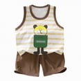thumbnail image 1 of CAICJ98 Toddler Baby Summer Clothes Girl 3 6 12 18 Months 2T 3T 4T 5T Boys Outfits Sleeveless Striped Tank Top and Shorts Set Casual (Coffee,6-12 Months), 1 of 5