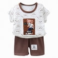 thumbnail image 1 of CAICJ98 Toddler Baby Summer Clothes Girls 3 6 12 18 Months 2T 3T 4T 5T Boys Outfits Short Sleeve T-shirts and Shorts Dinosaur Shorts Set (Coffee,4-5 Years), 1 of 5