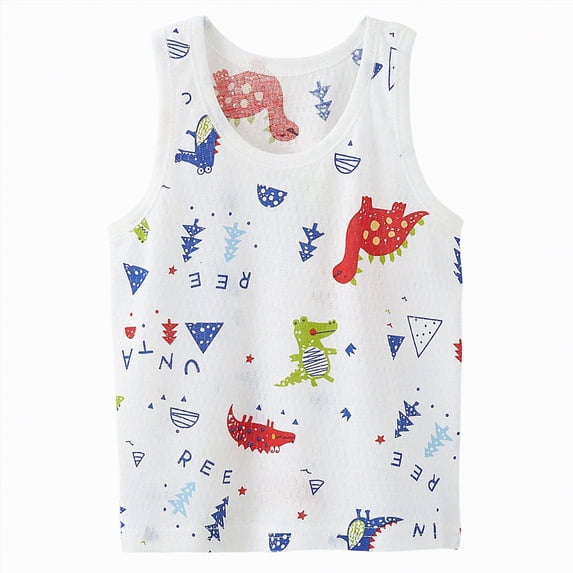 CAICJ98 Toddler Baby Tank Tops Boys Soft Cotton Sleeveless Undershirt Kids Breathable Soft Shirts (White,18-24 Months)