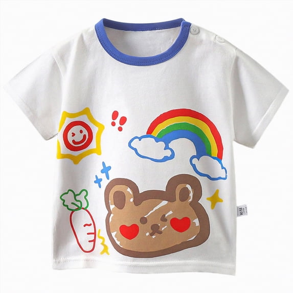 CAICJ98 Toddler Baby Tshirts Boys Girls 6 12 18 24 Months 2T 3T 4T 5T Cute Graphic Tees Tops Short Sleeve Crew Neck Kids Soft Summer Clothes Classic Basic (Brown,3-4 Years)