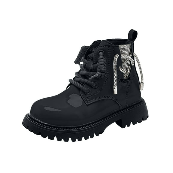 CAICJ98 Toddler Boots Boys Fashion Kids Solid Color Ankle Boots for Toddler Girls Black (Little Kid/Big Kid),3.5