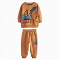 thumbnail image 1 of CAICJ98 Toddler Boy Clothes Long Sleeve Excavator Print Sweatshirt Pullover Tops + Pants 2Pcs Fall Winter Outfit (Orange,2-3 Years), 1 of 9