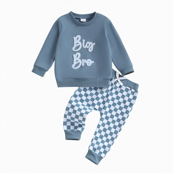 CAICJ98 Toddler Boy Matching Outfits Big Bro Long Sleeve Sweatshirt and Elastic Drawstring Pants Set Fall Winter Clothes,Size 18-24 Months