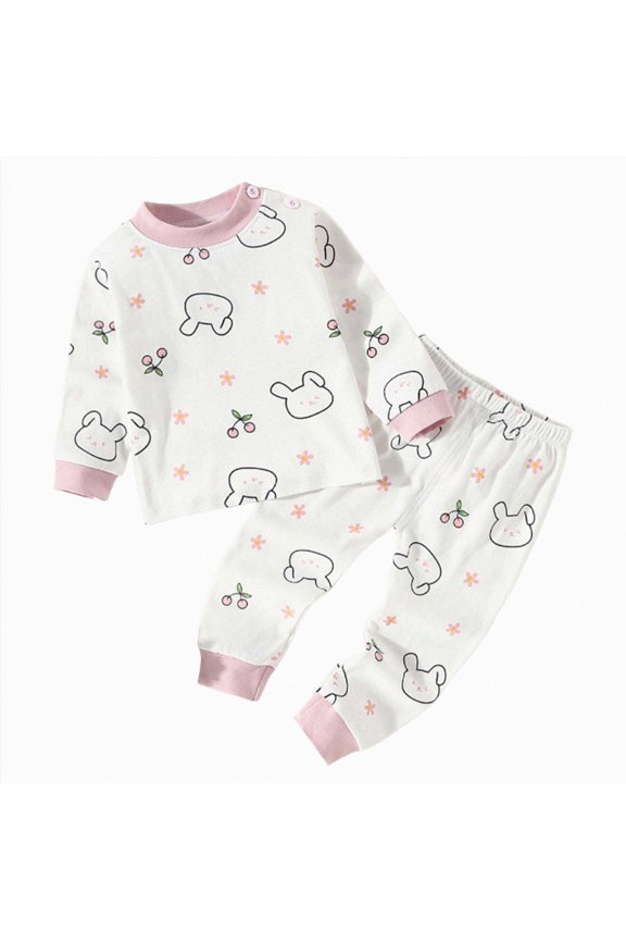Toddler Boy Pajamas 2-Piece Pjs Set Kids Long Sleeve Cotton Stretch Breathable & Soft Snug Fit Sleepwear Baby Clothes for Girl (Light Pink,18-24 Months)