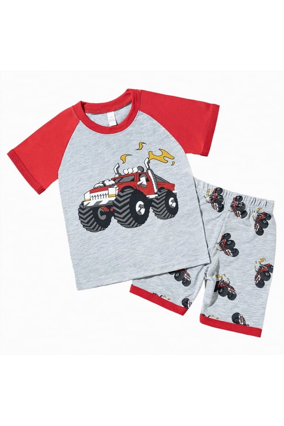 Toddler Boy Pajamas Cotton Summer Pjs for Boy Jammies Dinosaur Train Sleepwear Short Sets (3-4 T,Red)