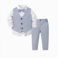 thumbnail image 1 of CAICJ98 Toddler Boy Suit Set Baby Tuxedo Boys Formal Outfit Shirt Vest Pants Bow Tie Wedding Graduation Birthday Party (Light Blue,6-7 Years), 1 of 4