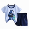 thumbnail image 1 of CAICJ98 Toddler Boy Summer Clothes Short Sleeve T-Shirt and Short Set Kids Dinosaur Casual Cotton Newborn Girl Outfits (3-9 Months,Light Blue), 1 of 4