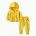 thumbnail image 1 of CAICJ98 Toddler Boys Girls Clothing Set Zip Hoodie Cotton Baby Sweatsuits Kids Sports Clothes Athletic Jacket Outerwear Fall Winter Outfits (Yellow,3-6 Months), 1 of 4