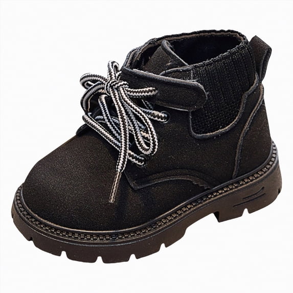CAICJ98 Toddler Boys Girls Short Boots Kids Outdoor Waterproof Hiking Ankle Booties Non-Slip Combat Boots Toddler Black,8(Toddler/Little Kid)