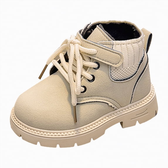 CAICJ98 Toddler Boys Girls Short Boots Kids Outdoor Waterproof Hiking Ankle Booties Non-Slip Combat Boots Toddler Girl Beige,9(Toddler/Little Kid)