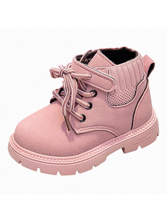 Toddler Boys Girls Short Boots Kids Outdoor Waterproof Hiking Ankle Booties Non-Slip Toddler Girls Combat Boots Pink,8(Toddler/Little Kid)