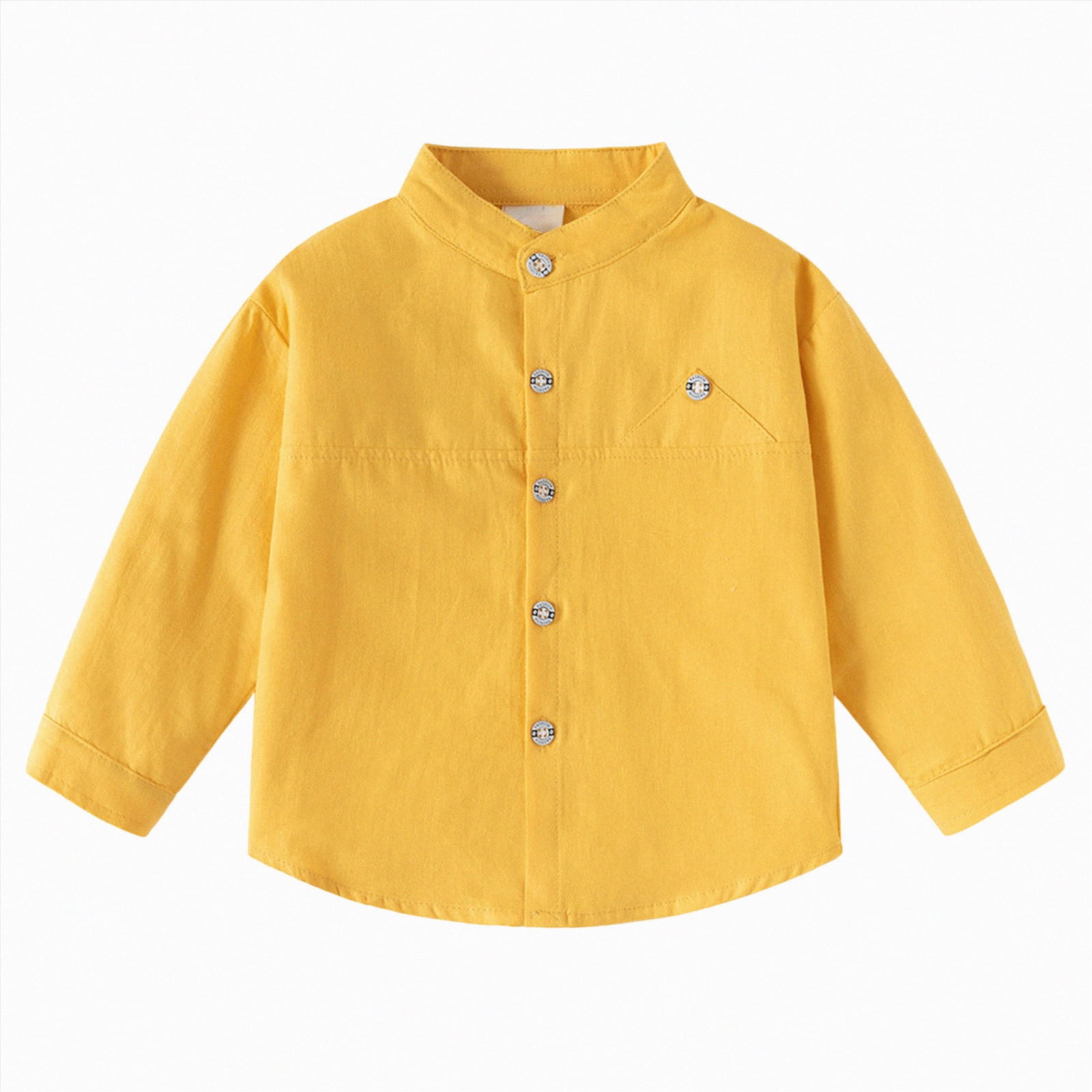 CAICJ98 Toddler Boys Long Sleeve Dress Shirt Kids Solid Color Button Up ...