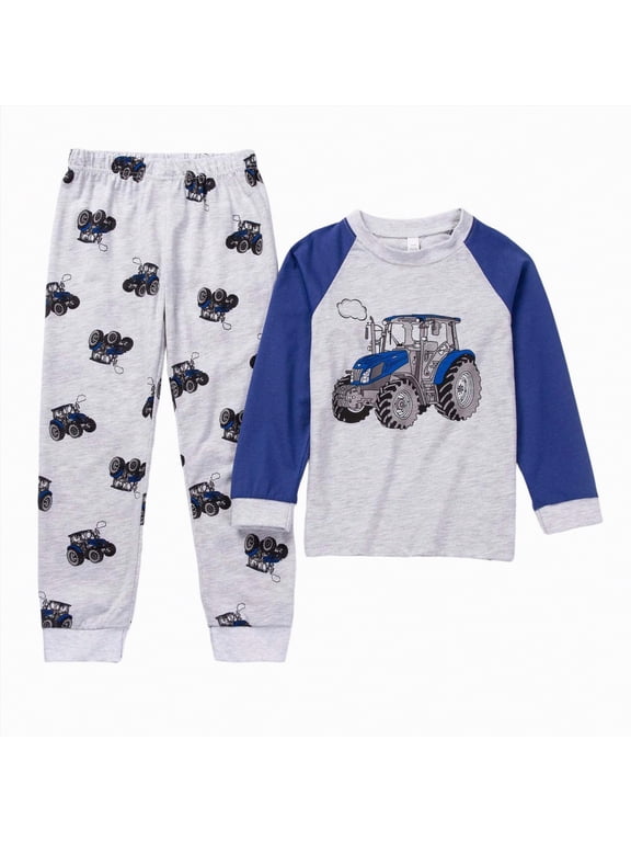 Toddler Boys Pajamas 2-Piece Kids Pjs Set Soft Stretchy Long Sleeve Top and Pants Kids Clothes Sets (Blue,4-5 Years)