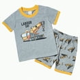 thumbnail image 1 of CAICJ98 Toddler Boys Pajamas Kids Dinosaur Summer Pjs for Boys Truck Excavator Jammies Short Sets (5-6 Years,Yellow), 1 of 7