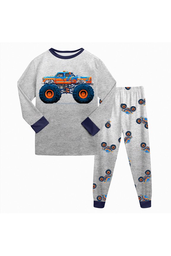 Toddler Boys Pajamas Monster Truck Cotton Kids Dinosaur 2 Piece Planets Pjs Sleepwear Kids Outfits (Grey,2-3 Years)
