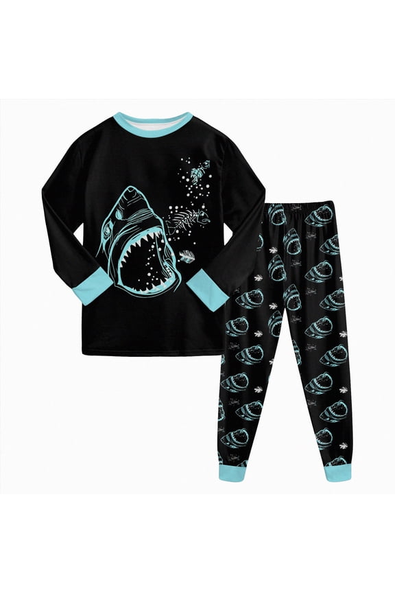 Toddler Boys Pajamas Monster Truck Cotton Kids Dinosaur 2 Piece Planets Pjs Sleepwear Little Boys Clothes Sets (Black,4-5 Years)