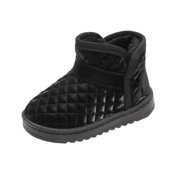 CAICJ98 Toddler Boys Snow Boots Waterproof Outdoor Warm Cozy Anti-Slip Mid Calf Faux Fur Winter Shoes for Toddler Girls Black (Toddler/Little Kid/Big Kid),9