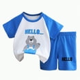 thumbnail image 1 of CAICJ98 Toddler Boys Summer Clothes Short Sleeve Cartoon Print Kids T-Shirt Tops & Shorts Sets 2Pcs Cotton Cute Baby Girl Outfits (5-6 Years,Light Blue), 1 of 4