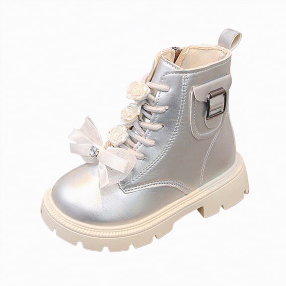 CAICJ98 Toddler Combat Boots Round Toe Lace Up Side Zipper Riding Boots for All Seasons Ankle Boots Girls (Little Kid/Big Kid),13