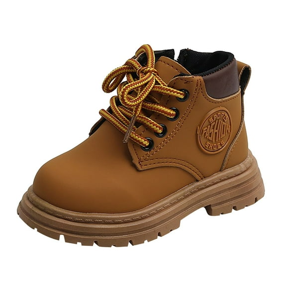 CAICJ98 Toddler Girl Ankle Boots Kids Unisex Lace Up Outdoor Autumn Winter Shoes Hiking Water Resistant Toddler Boots Boy Brown (Toddler/Little Kid),11.5